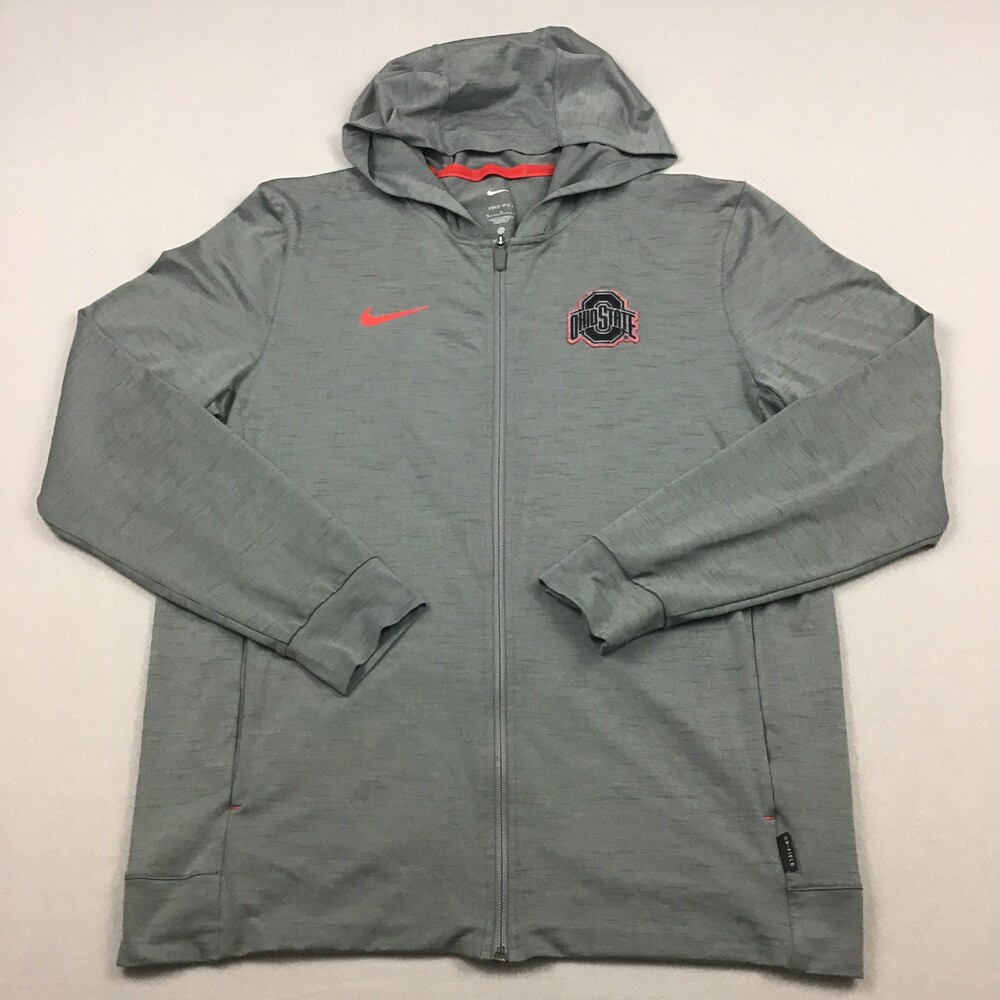 Ohio State Buckeyes Jacket Men Medium Gray Solid Nike Dri Fit Full Zip NCAA M